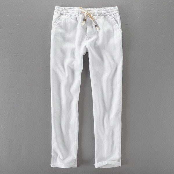 New Italy 100% Linen pants men loose elastic waist trousers KilyClothing