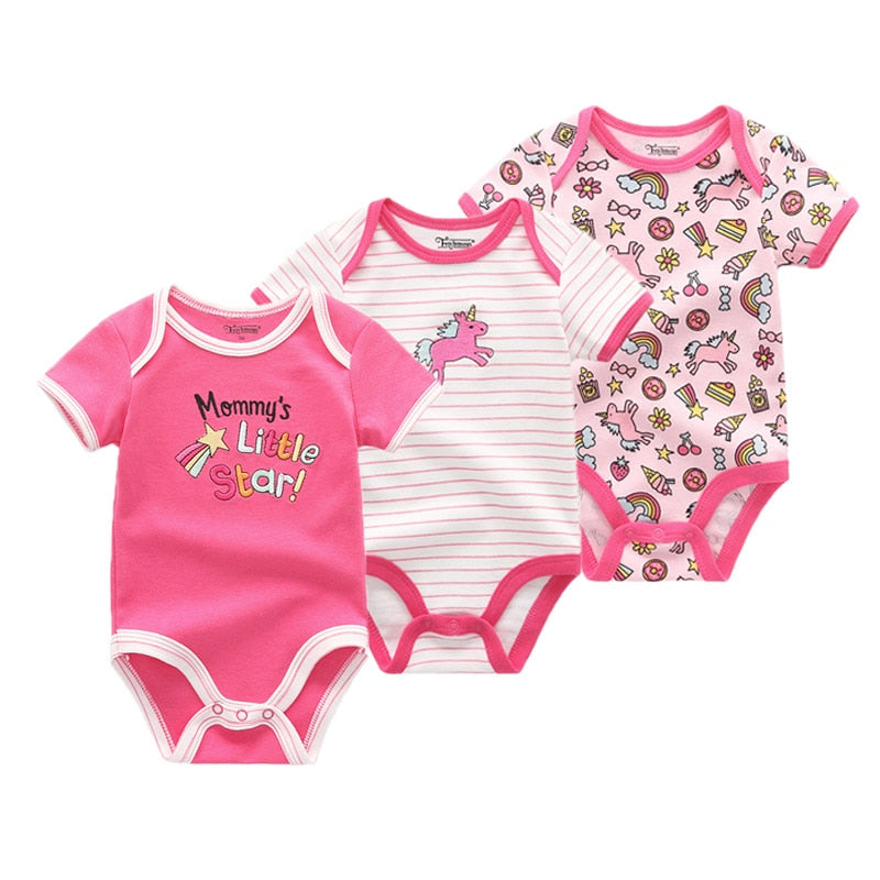 3Pzas/ BodysuIts Clothes Unicorn Girls Clothing Unisex 0-12M KilyClothing