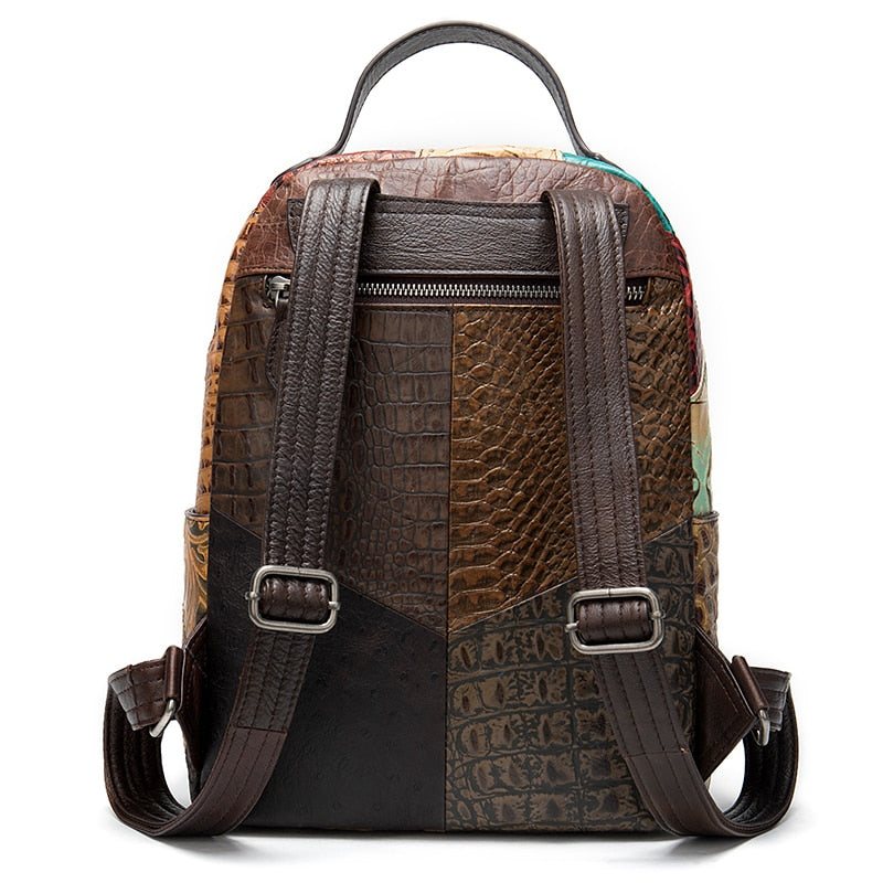 Leather Backpacks for Women with pockets and designs with color and patches KilyClothing