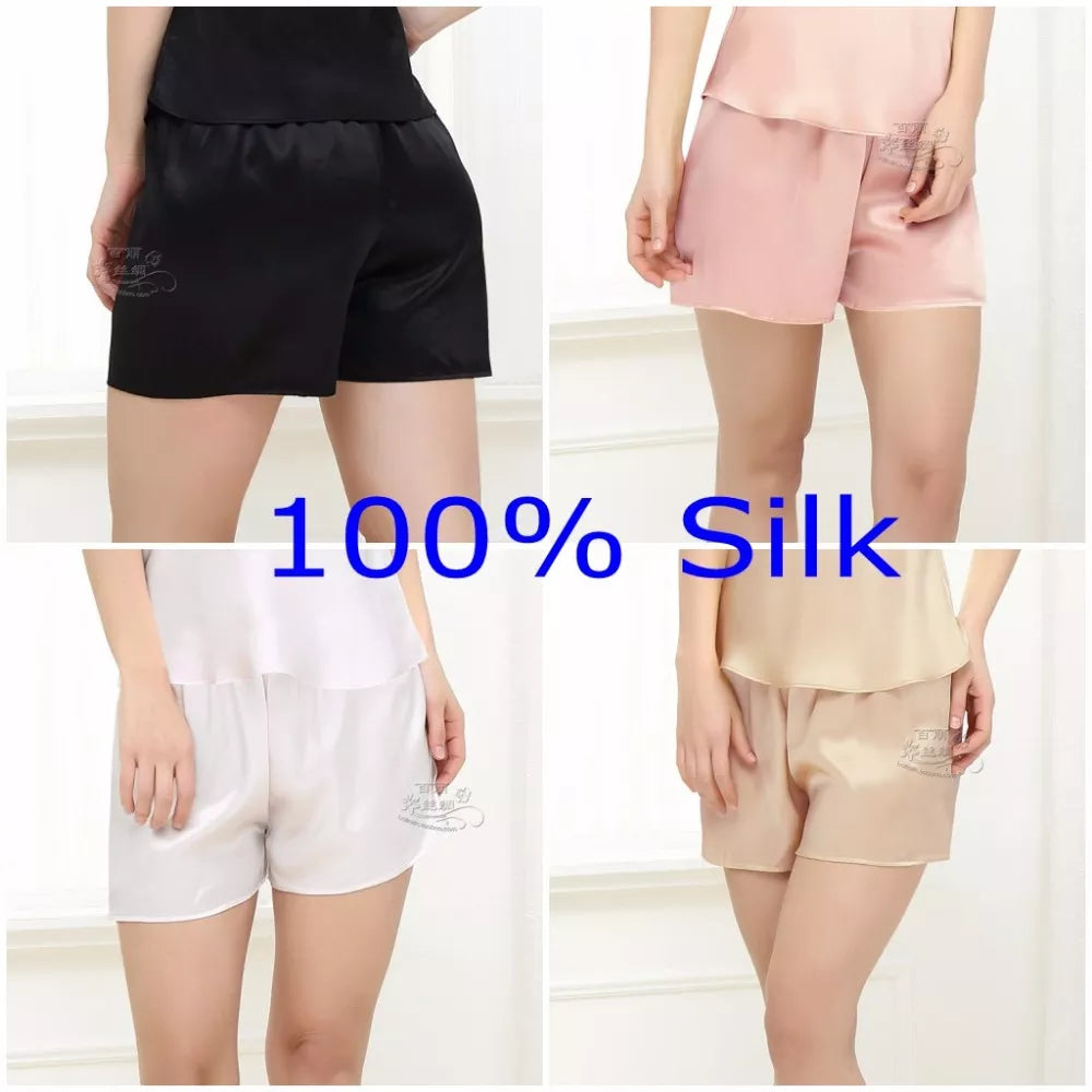 Women 100% Pure Silk 16 momme Satin Silk Night Sleep Shorts Undershorts Sleepwear Leggings KilyClothing