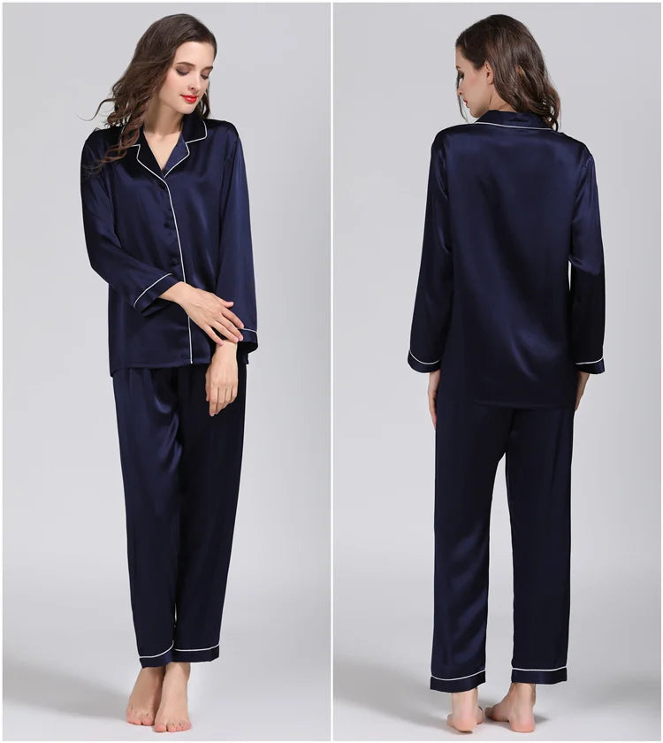 100% Pure Silk Women's Classical Pajama Set Sleepwear Nightgown KilyClothing
