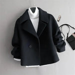 Woolen Jacket Of Solid Color Slim Long-sleeved Lapel Short Coat KilyClothing