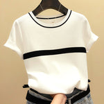 Thin Knitted T Shirt Women Short Sleeve Summer KilyClothing