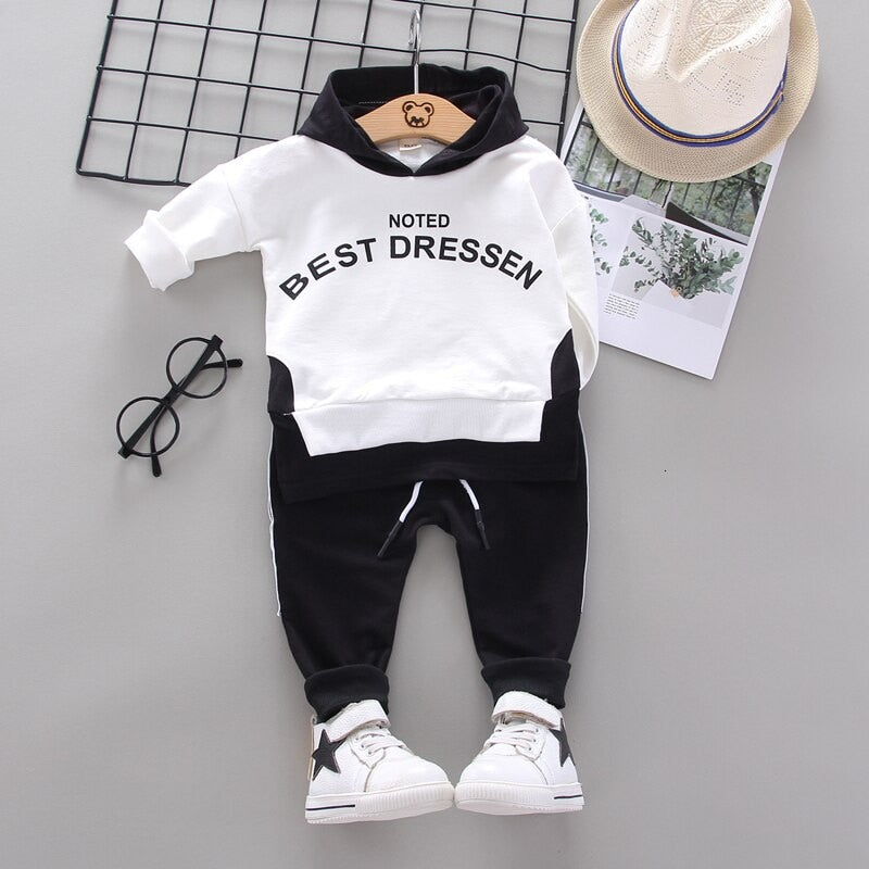 Spring Autumn Toddler Active Clothing Suit Children Boy Girl Letter Hoodie Patchwork Pants 2Pcs/set Kids Clothes Baby Sportswear KilyClothing