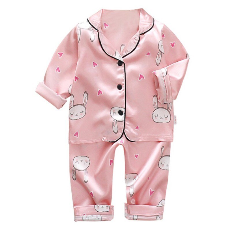 Toddler Silk Satin Pajamas Sleepwear Nightwear Suit Unisex KilyClothing