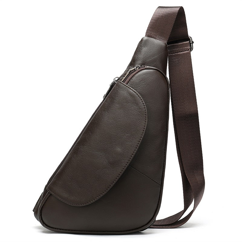 Men's Genuine Leather Chest Pack Man Sling Messenger Bags Belt Small Crossbody Bags KilyClothing