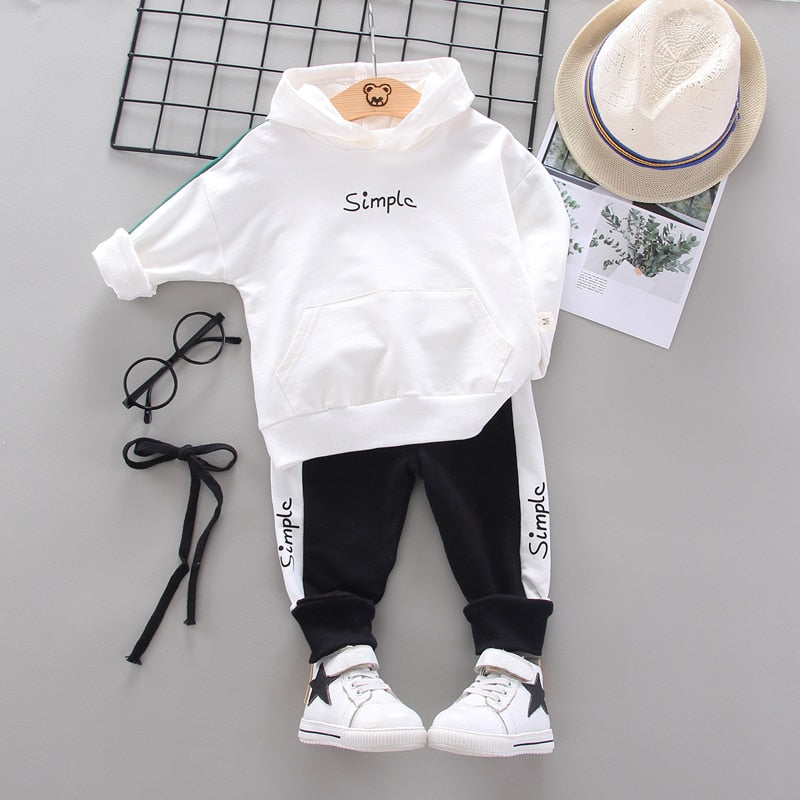 Spring Autumn Toddler Active Clothing Suit Children Boy Girl Letter Hoodie Patchwork Pants 2Pcs/set Kids Clothes Baby Sportswear KilyClothing