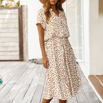 Dots Print White Dress Women/ Summer Short Sleeve Tunic Vintage KilyClothing