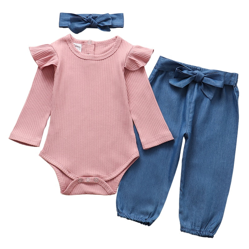 Sets Fashion Toddler Outfits Long Sleeve Tops Flower Pants Headband Cute 3Pcs Newborn Infant Clothing KilyClothing