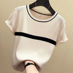 Thin Knitted T Shirt Women Short Sleeve Summer KilyClothing