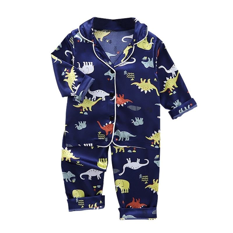 Toddler Silk Satin Pajamas Sleepwear Nightwear Suit Unisex KilyClothing