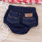 Baby Girl Casual Sport Suits Plaid Skirted T-shirt Tops+Denim Shorts Bloomers KilyClothing