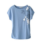 Summer Tees Tshirt Women 95% Cotton Loose Flowers Short-Sleeve T-Shirt  Female KilyClothing