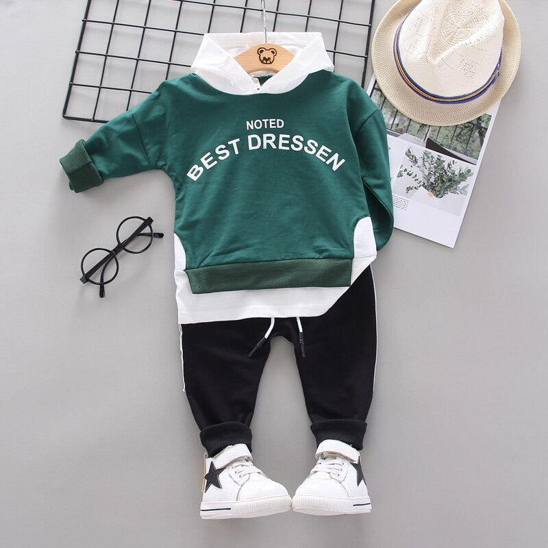 Spring Autumn Toddler Active Clothing Suit Children Boy Girl Letter Hoodie Patchwork Pants 2Pcs/set Kids Clothes Baby Sportswear KilyClothing