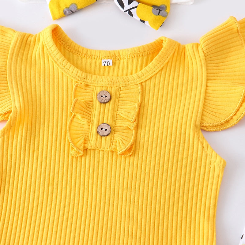 Baby Girl Set Fashion Newborn Infant Knitting Cotton Ruffles Romper Shorts KilyClothing