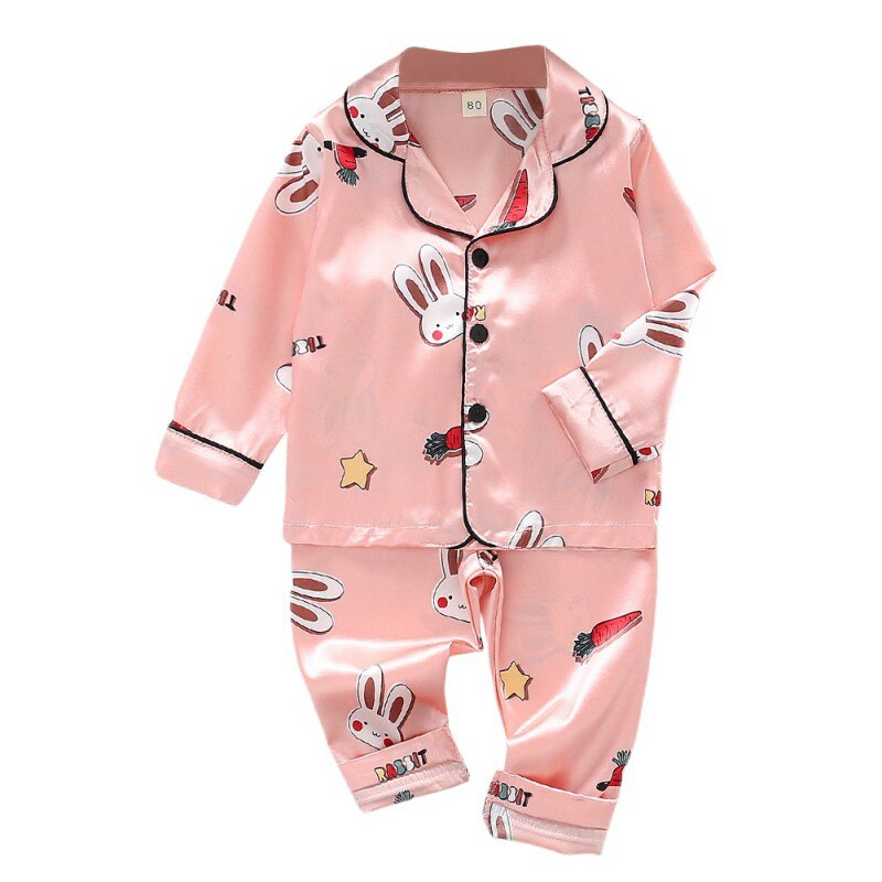 Toddler Silk Satin Pajamas Sleepwear Nightwear Suit Unisex KilyClothing