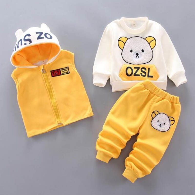 Unisex Clothing Set Hooded Outerwear Tops Pants 3PCS Outfits Kids Toddler Warm KilyClothing