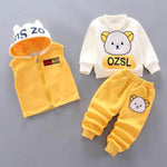 Unisex Clothing Set Hooded Outerwear Tops Pants 3PCS Outfits Kids Toddler Warm KilyClothing