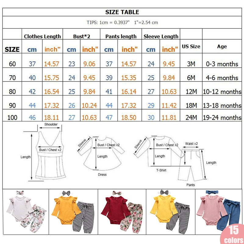 Sets Fashion Toddler Outfits Long Sleeve Tops Flower Pants Headband Cute 3Pcs Newborn Infant Clothing KilyClothing