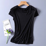 50% Silk 50% Viscose Knit Drape Neck T-Shirts KilyClothing