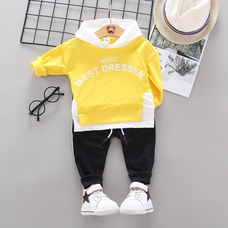 Spring Autumn Toddler Active Clothing Suit Children Boy Girl Letter Hoodie Patchwork Pants 2Pcs/set Kids Clothes Baby Sportswear KilyClothing