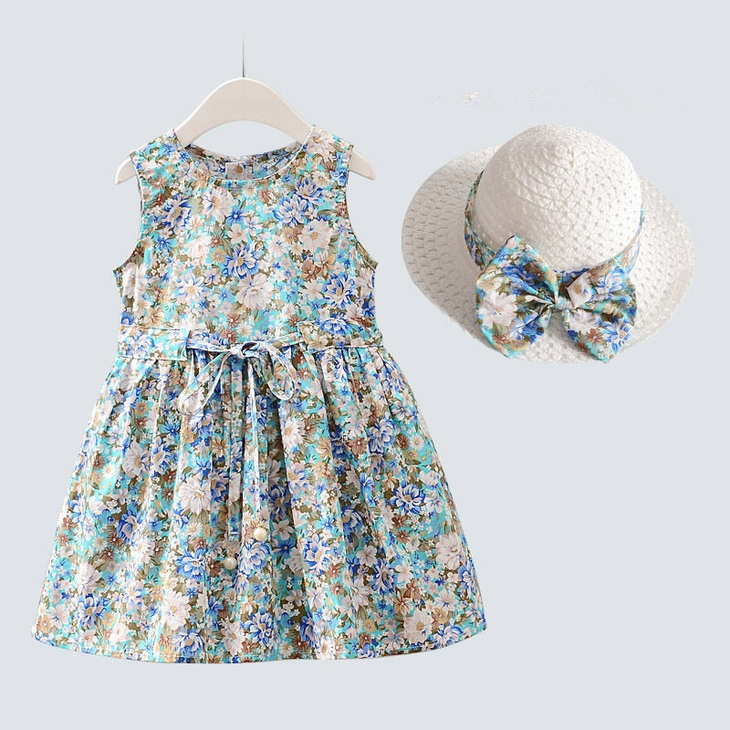 Set Girls Dress +Hat Cotton Comfortable Children's Dress KilyClothing