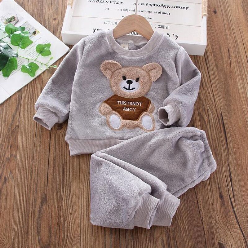 Unisex Clothing Set Hooded Outerwear Tops Pants 3PCS Outfits Kids Toddler Warm KilyClothing