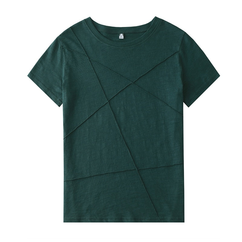 Slim Cotton Bamboo T-Shirts O-Neck Short Sleeve Ribbed Casual Solid Color Tops KilyClothing