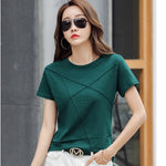 Slim Cotton Bamboo T-Shirts O-Neck Short Sleeve Ribbed Casual Solid Color Tops KilyClothing