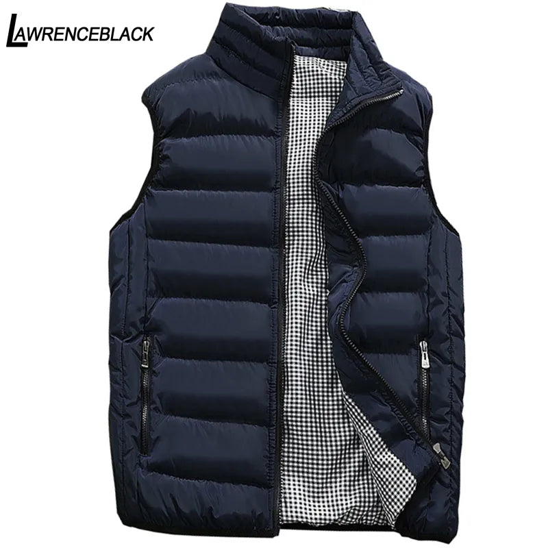 Mens Jacket Sleeveless Vest Winter Fashion Casual Slim Coat Brand Clothing Vests Cotton-Padded Men's Vest Men Waistcoat Big Size KilyClothing