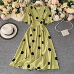 Chic Fashion Polka Dot Print Women Dress Summer Elegant Vintage Bandage Slim Waist KilyClothing