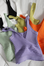 Retro knit vest V-neck high waist halter top women streetwear KilyClothing
