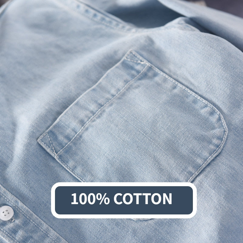 Denim Shirt f100% Cotton Fashion Four Seasons Slim KilyClothing