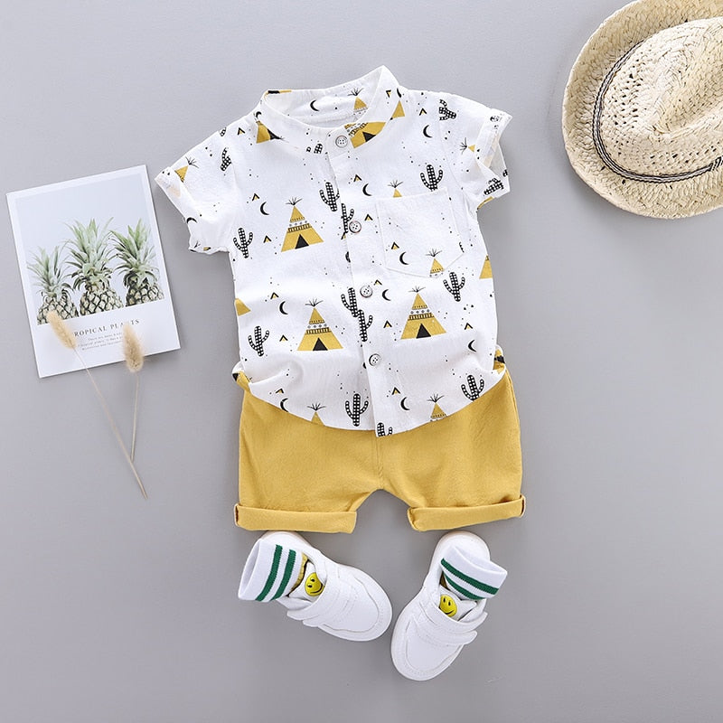 Baby Clothes Cool Pyramid Summer Short-sleeved Shirt Set KilyClothing