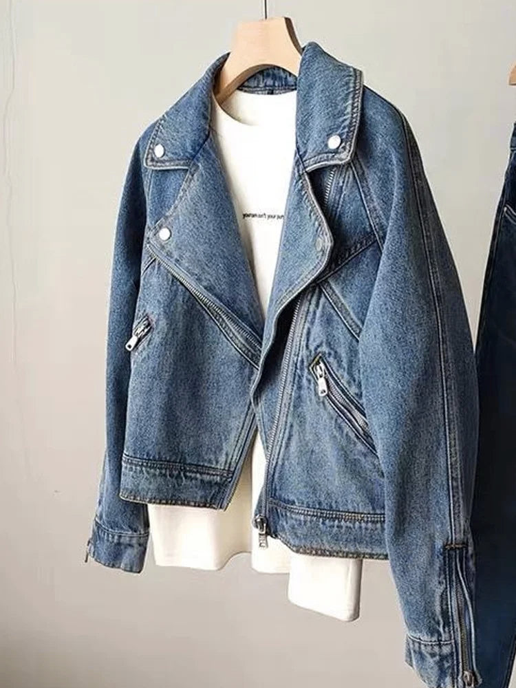 Motorcycle Denim Jacket for Women 