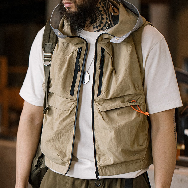 Outdoor Mountain Quick Dry Men's Vest Multi-Pocket Hooded Sleeveless Jackets KilyClothing