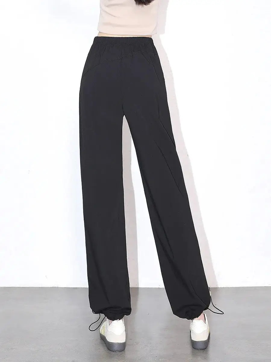 Women Wide Leg Pants Drawstring Elastic Waist,r Loose Straight Casual Sweatpants Khaki Black Trousers