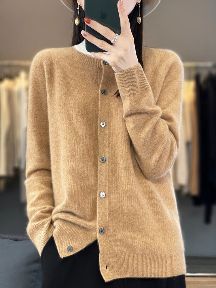 Long Sleeve Women Knitwear Cashmere Knit 100% Pure Merino Wool KilyClothing