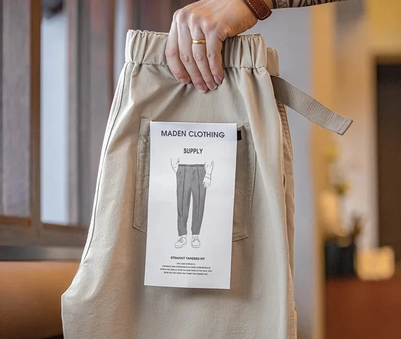 Pantalones funcionales casuales al aire libre para hombres, pantalones cónicos rectos versátiles con cintura elástica 