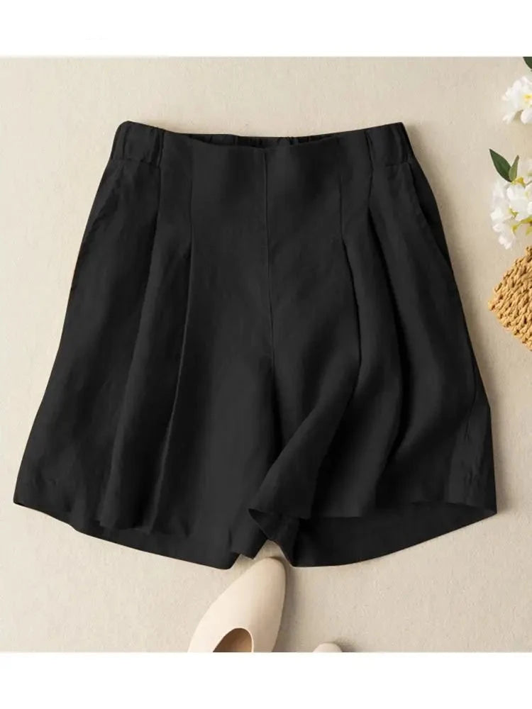 Solid Shorts Women Pants, cotton casual elastic High Waist Trousers, Female Turnip Oversized KilyClothing