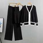 3 Piece Set Women Sexy Vest + Long Sleeve Zipper Cardigan + Elastic Waist Pants Tracksuit Knitted Suit KilyClothing