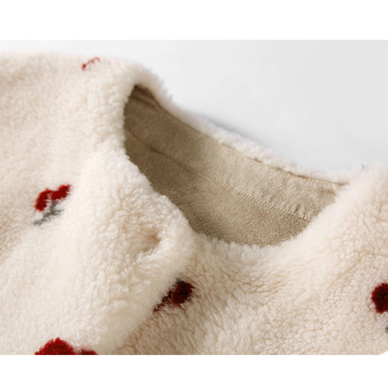 Sweet Cherry Small Fragrance Short Lamb Wool Plush Coat KilyClothing