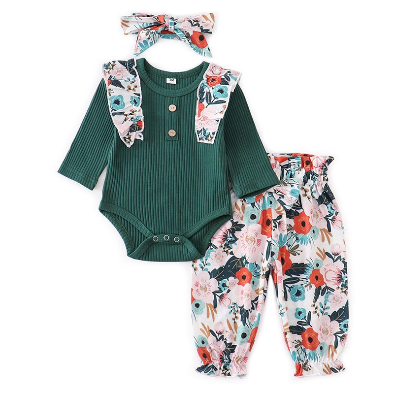 Sets Fashion Toddler Outfits Long Sleeve Tops Flower Pants Headband Cute 3Pcs Newborn Infant Clothing KilyClothing