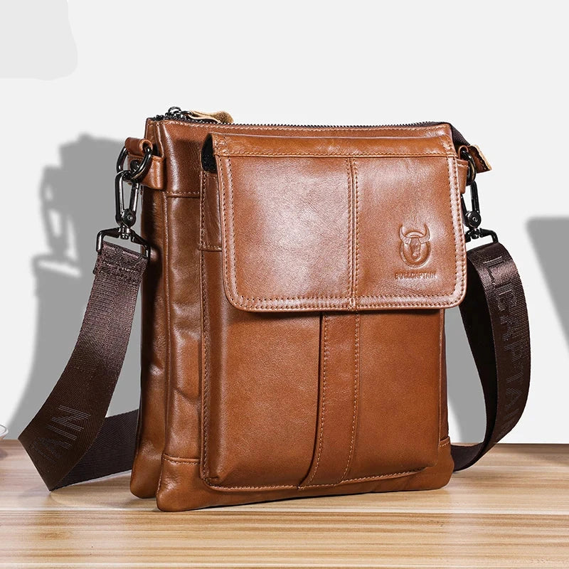 Men's Genuine Leather Crossbody Bag Large Capacity Multifunctional Top Layer Cowhide Shoulder Bag Fashion Man Bag