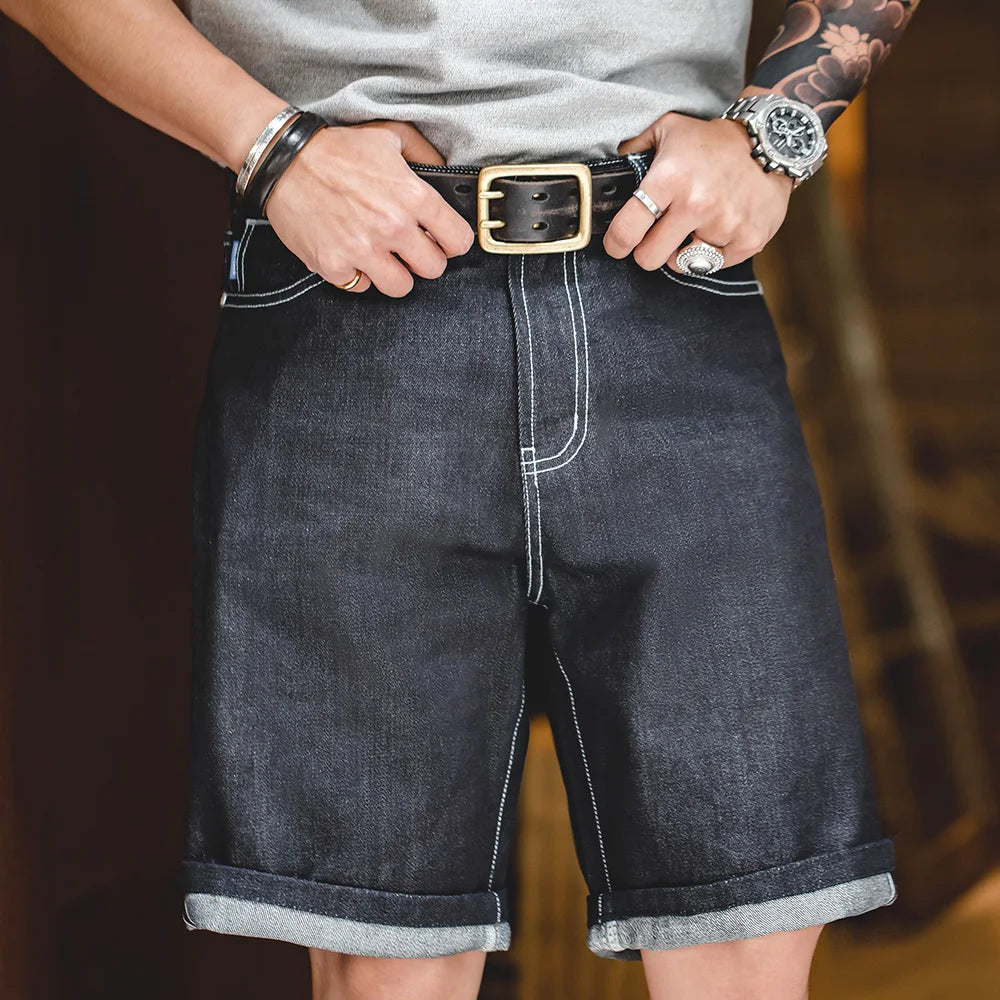 Pantalones cortos de trabajo cortos de mezclilla, Pulp originales, = informales con brillo plateado para hombres