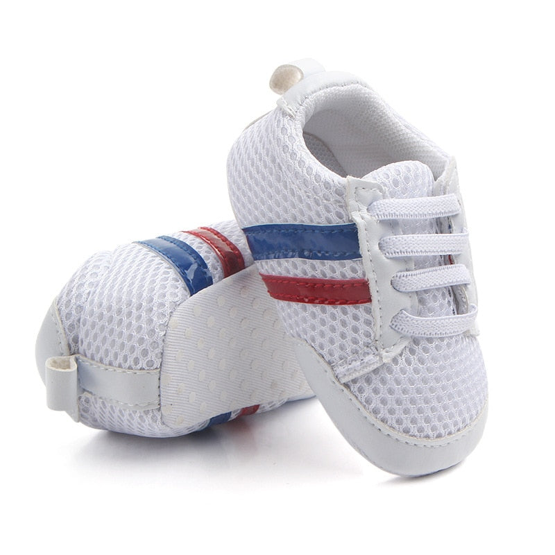 Newborn Boys Sneaker Girls Two Striped First Walkers Lace Up PU Leather Soft Soles Sneakers 0-18 Months KilyClothing