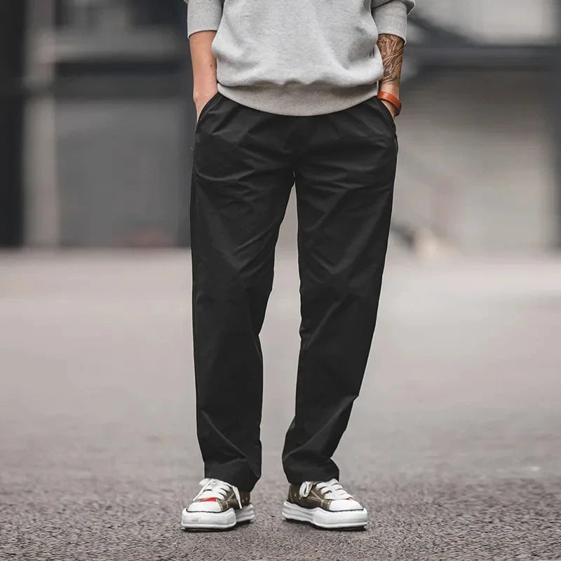 Casual Cotton Dad Pants Regular Straight Pants With Elasticated Waist 4 Colors