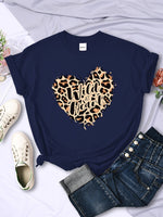 Leopard Wild At Heart Women's T-shirt Cotton Breathable Short Sleeve Casual Comfortable Clothing Cotton Oversized T Shirt KilyClothing