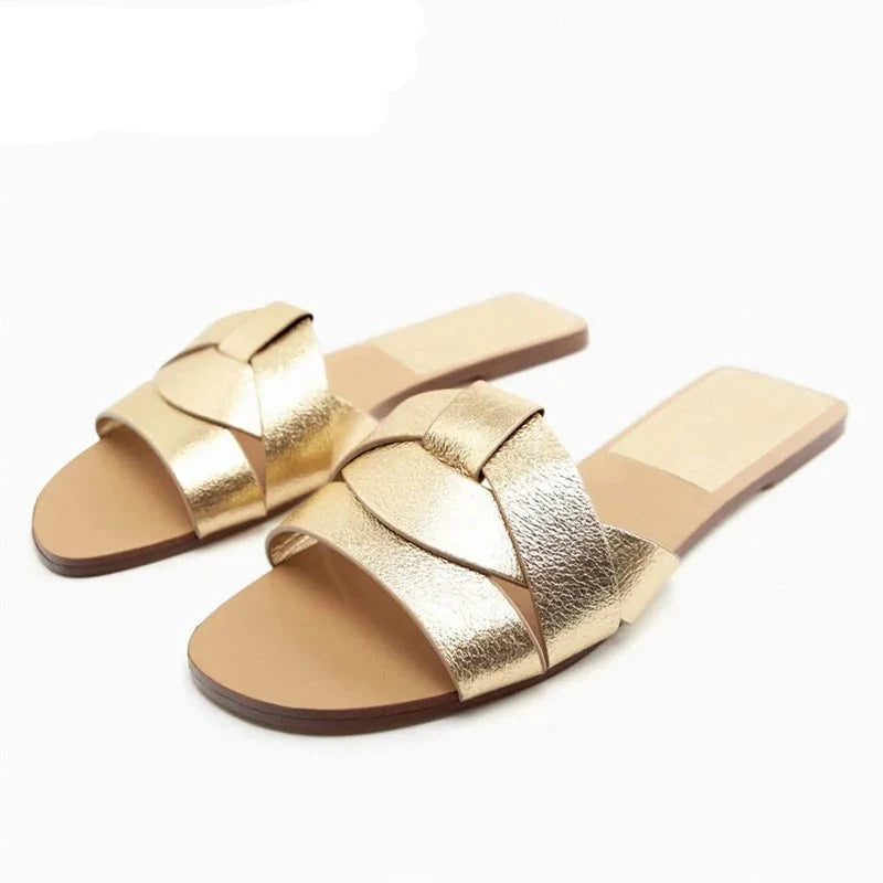 Women's Genuine Leather Flats Sandals, Summer Soft Leather, Casual Outdoor Shoes, Sexy Party Wedding Shoes, Slippers KilyClothing