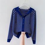 Stripe Hooded Thin Oversize 4xl Knitted Cardigan Tops KilyClothing